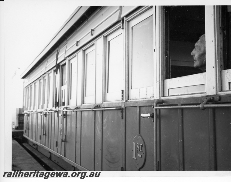 P10930
Partial side view of an ACL class side door carriage attached to the 'Leonora Rattler' at an Unknown location.
