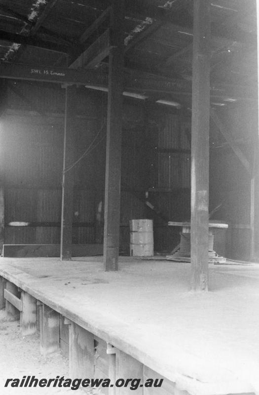 P12598
Goods shed, Armadale, SWR line, internal view showing platform and roof supports
