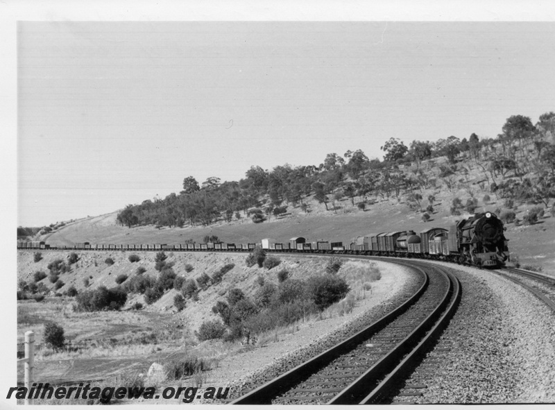 P17512
V class 1205, on No 24 York to Perth goods train, Windmill Cutting, between Avon Yard and West Toodyay, ER line
