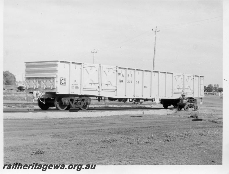 P17869
WG standard gauge open wagon at the Midland Workshops after completion of construction.
