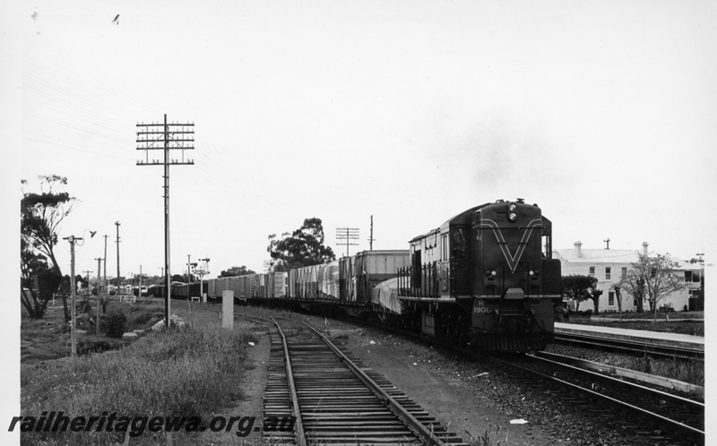 P17939
R class 1901, heading westbound goods train, bracket signal, Northam, ER line
