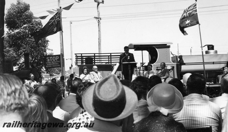 P18281
3 of 3 images of opening of the rail transport museum at Bassendean, podium and speakers, C class 1 