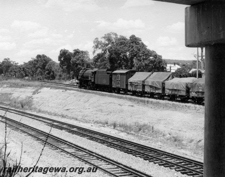 P18339
V class 1202, on No 11 goods train, near Bellevue, ER line, moving away from camera
