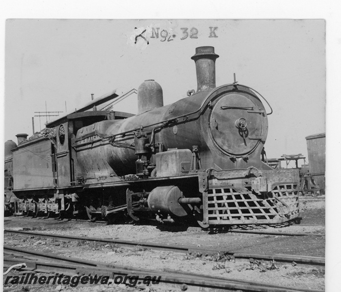 P19171
Commonwealth Railways (CR) K class 32, Port Augusta, TAR line, side and front view
