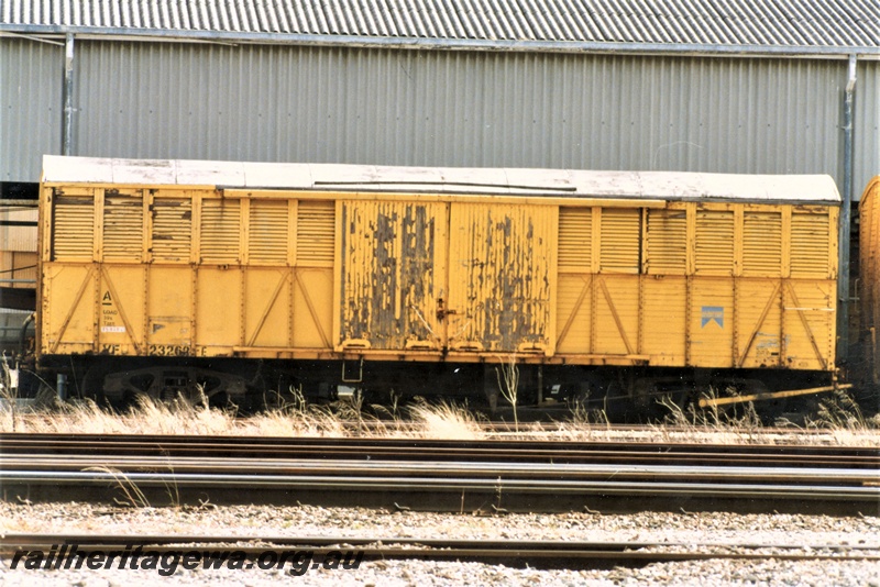 P19410
VF class 23236, yellow livery, extra side bracing on lower half of side, Avon yard, side view 
