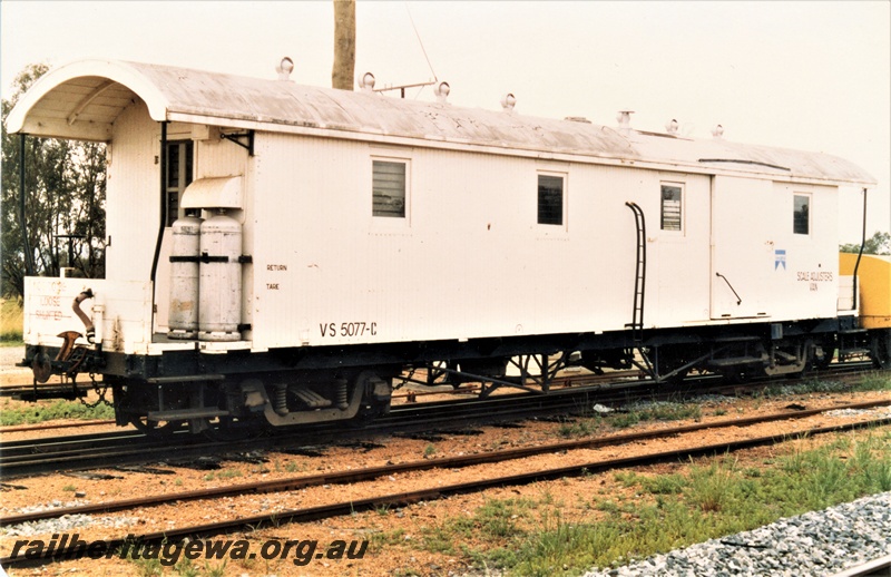 P19424
VS class 5077 Scale Adjusters Van, white livery, Pinjarra, SWR line, end and side view
