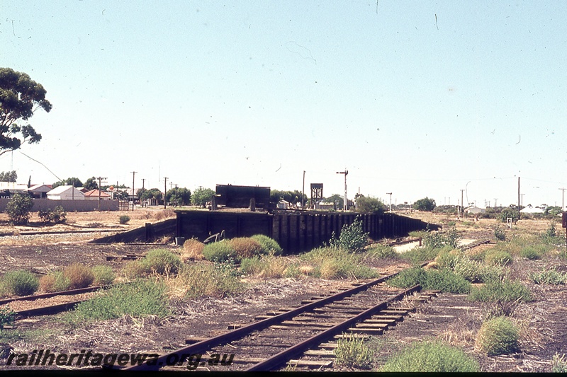 P19752
Coal stage, water tower, semaphore signals, tracks, houses, Wyalkatchem, GM line
