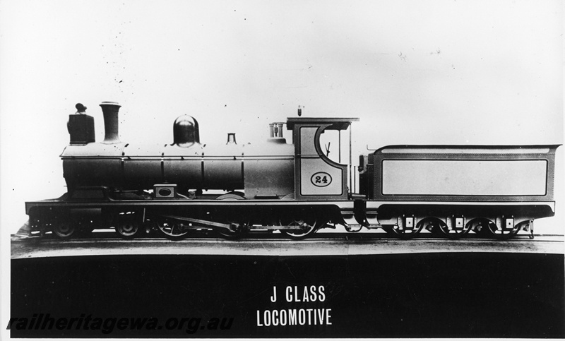 P20018
J class 24 (later renumbered 29 by WAGR), maker's photo (Kitson's), side view

