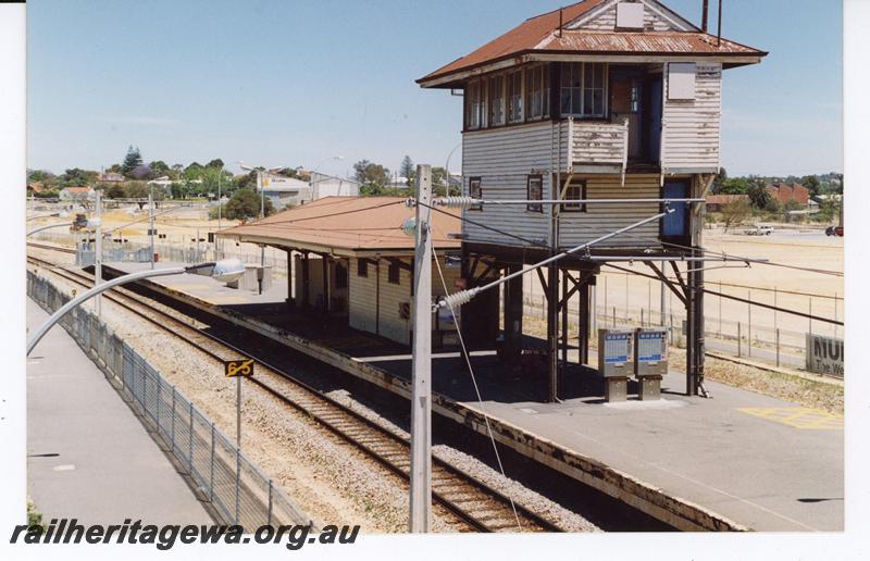 P21068
Signal box, island station building, Subiaco, ER line, shows the area covering the tunnel in the background
