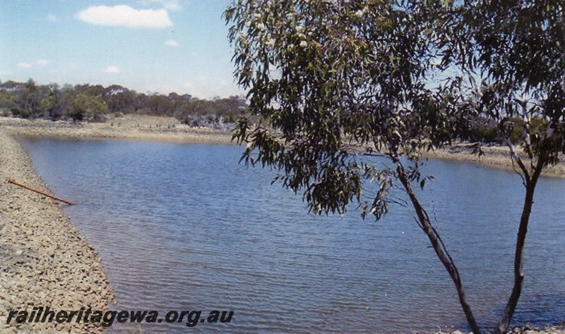 P22849
Railway dam, Boorabbin, EGR line, view across water from damside
