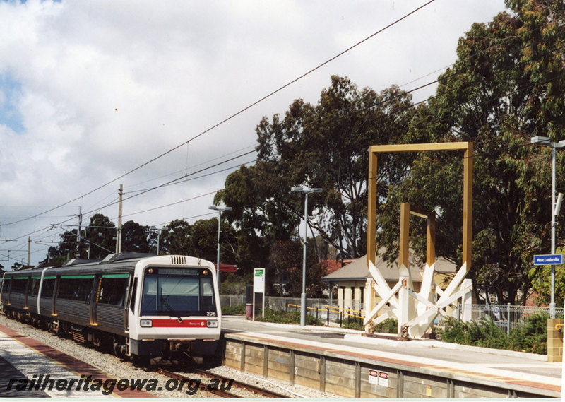 P22895
West Leederville Station  showing remains of footbridge and A series rail car 206 in photo. ER line.
