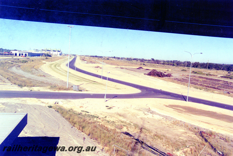 P23106
Forrestfield Hump Yard 6 of 6, hump yard, rails partially removed, new road, elevated view
