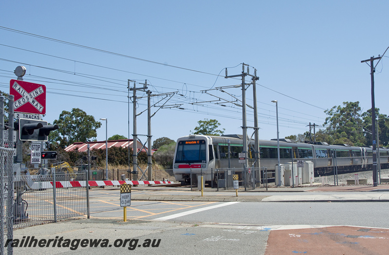 P23183
A series EMU set 16, level crossing, Mint Street Carlisle, SWR line, end and side view
