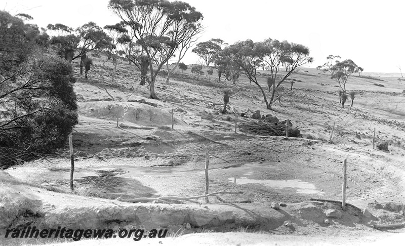 P23285
Gwambygine Water Supply - dam construction on side of hill. GSR line.
