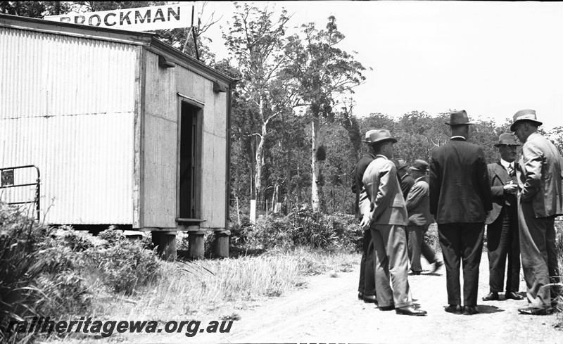 P23291
Commissioners South West Inspection Tour at Brockman Siding- siding nameboard,  