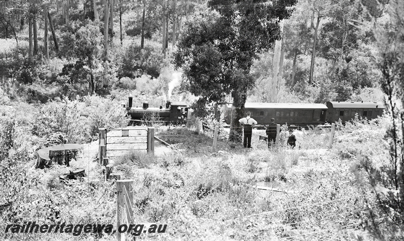 P23292
Commissioners South West Inspection Tour train hauled by former WA Land Company's  T class 170 with carriages AM 313, AL 39, AP and AD brake coach.  PP line 
