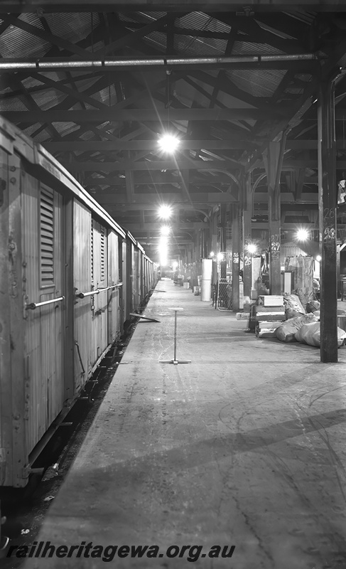 P23508
Interior view of No 1 Goods Shed, train, goods, Perth ER line, platform level view
