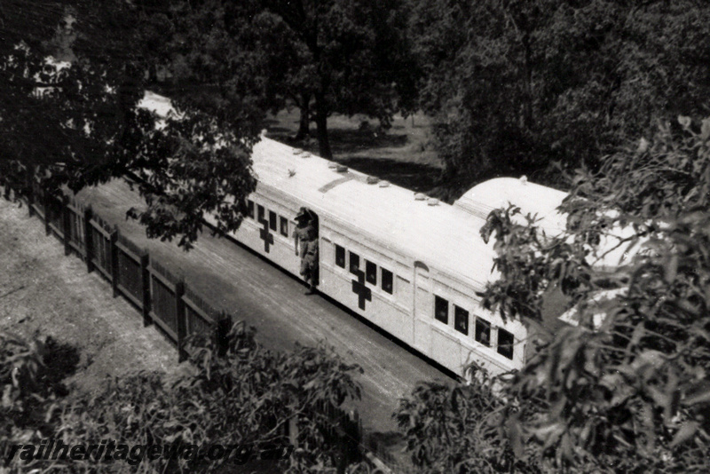 P23521
AY class carriage converted during WW II for use on ambulance train at Helena Vale. ER line
