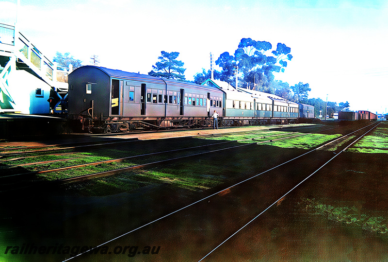P24001
AYB class carriage in plain green livery, Australind carriages  on ARHS tour train Perth to Perth via Fremantle, Jandakot and Armadale, Armadale, SWR line, view along the train
