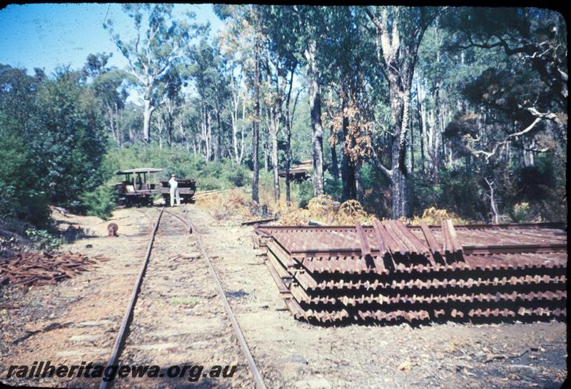 T03014
Rail stack, track, Jarrahdale bush line
