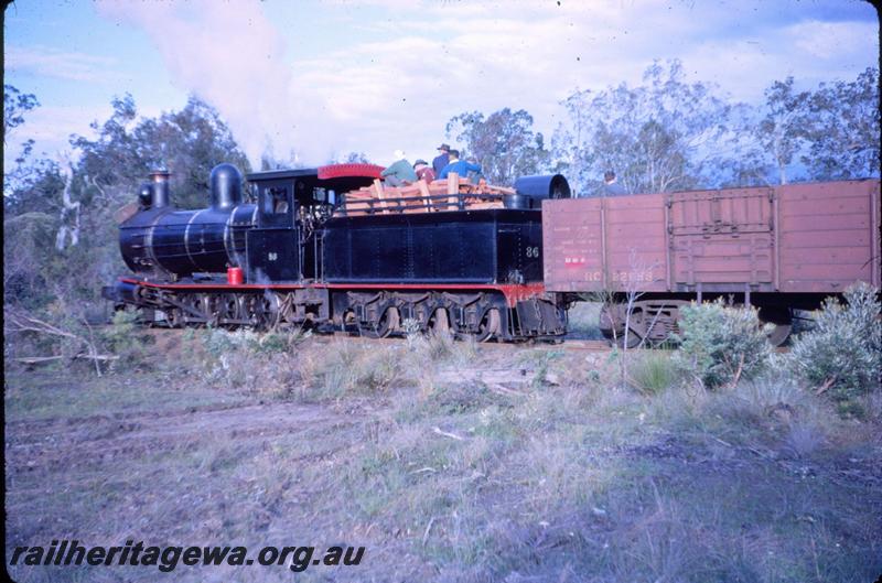T03082
YX class 86, hauling empty wagons, Donnelly River, line, 
