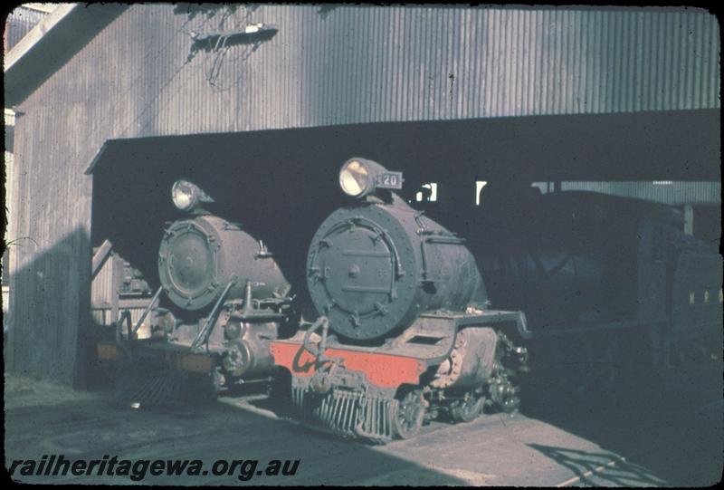 T03197
MRWA D class 20 and a C class, loco shed, Midland
