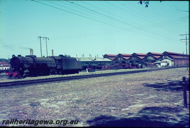 T03277
V class at East Perth loco depot, view of north end of loco sheds
