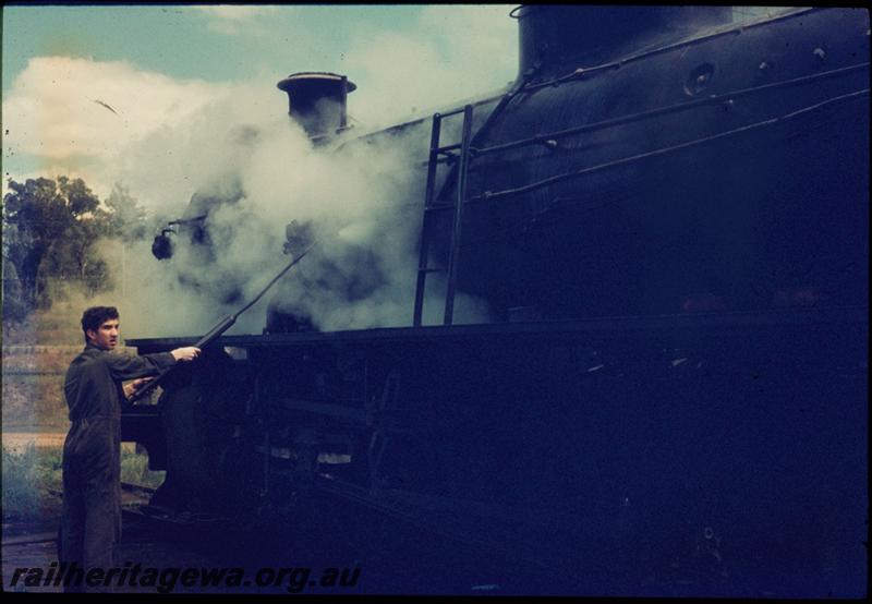 T03310
W class being steam cleaned by a WAGR worker, Collie
