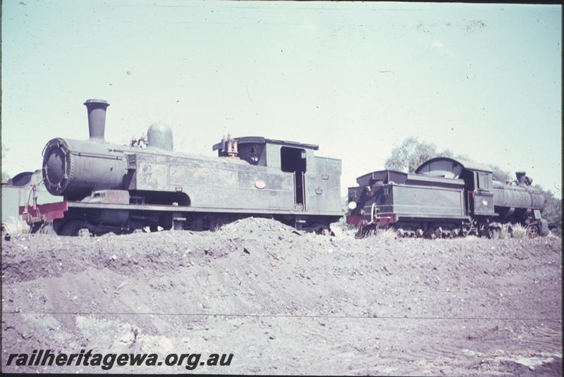 T04210
N class 210, front and side view, F class, out of service, Midland workshops Graveyard, 

