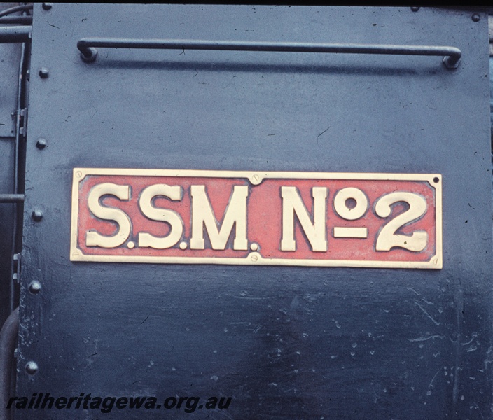 T04538
SSM steam locomotive 2 number plate.

