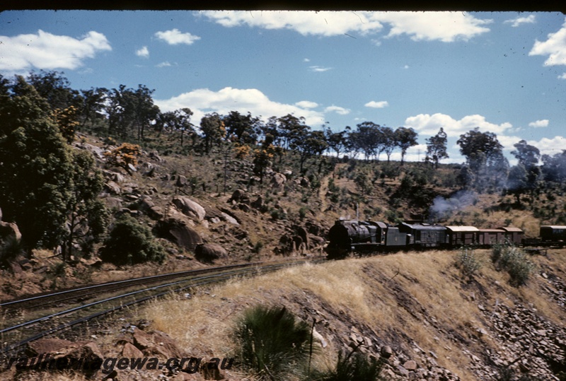 T05097
S class loco and X class loco double heading goods train, near Swan View, ER line
