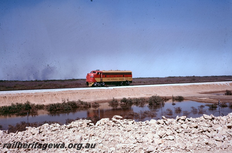 T05361
Mount Newman Mining EMD class F7 loco number 5450, light engine, Mount Newman, front and side view
