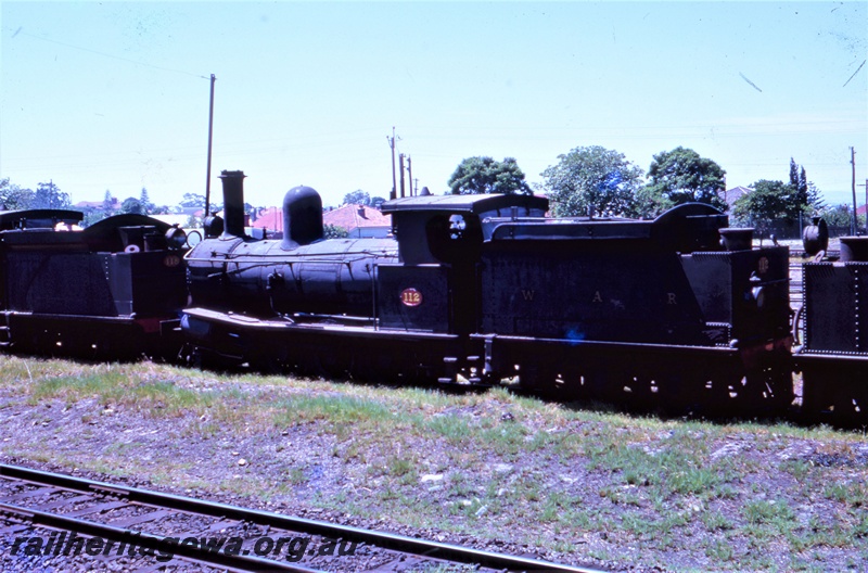 T05458
G class 112, stored at East Perth loco depot, ER line, side and end view
