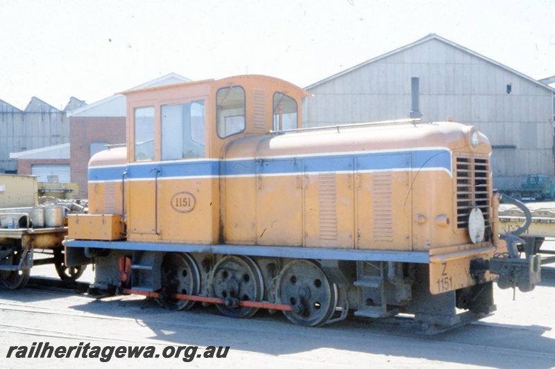 T05501
Z class 1151 (Westrail orange, blue stripe livery)  at Midland Workshops. ER line.
