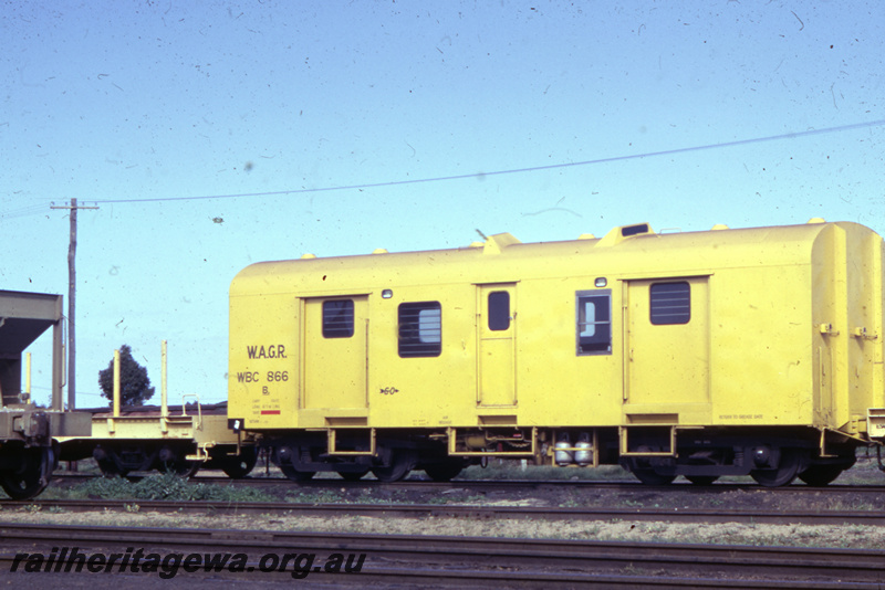 T05659
WBC class 866 standard gauge brakevan in the all over yellow livery, side and end view
