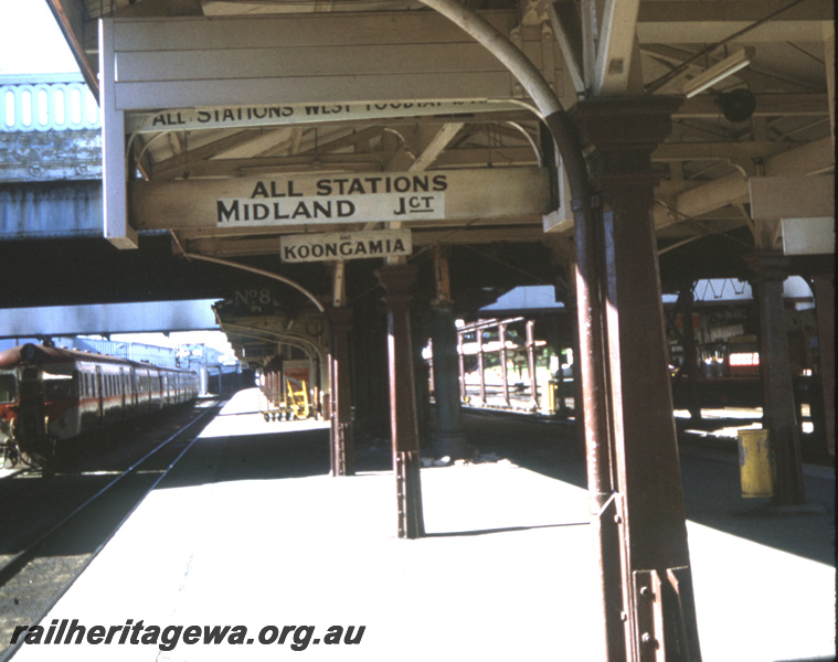 T05676
Perth Station -  all stations to Midland Junction and Koongamia  destination board. ER line
