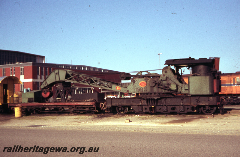 T05707
25 ton steam crane No. 23 built by Craven Brothers at Forrestfield. Mainly a left hand  side view
