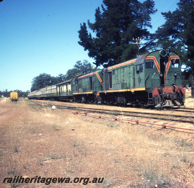 T05742
F class 42 & F class 40 with ARHS tour train at Dwellingup. PN line.
