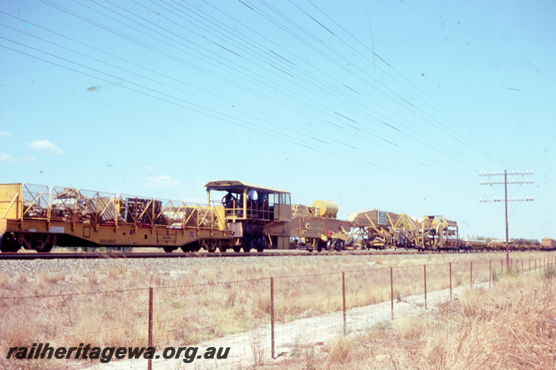T05782
2 of 8 views of the work on the Kalgoorlie to Kwinana Rehabilitation Project featuring the P811 Track Replacement Machine. View along the train
