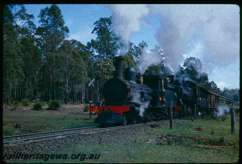 T06025
G Class 123, FS Class 461, Vintage Train bound for Collie, rural level crossing, near Worsley, BN line
