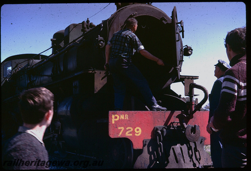 T06060
PMR Class 729, smokebox door open, front view, ARHS tour train to Goomalling, EM line
