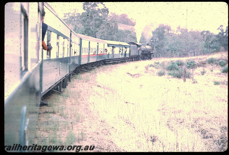 T06096
W Class 943, ARHS tour train to Dwellingup, ZJ Class brakevan, AY Class suburban carriage, AYC Class carriages, PN line
