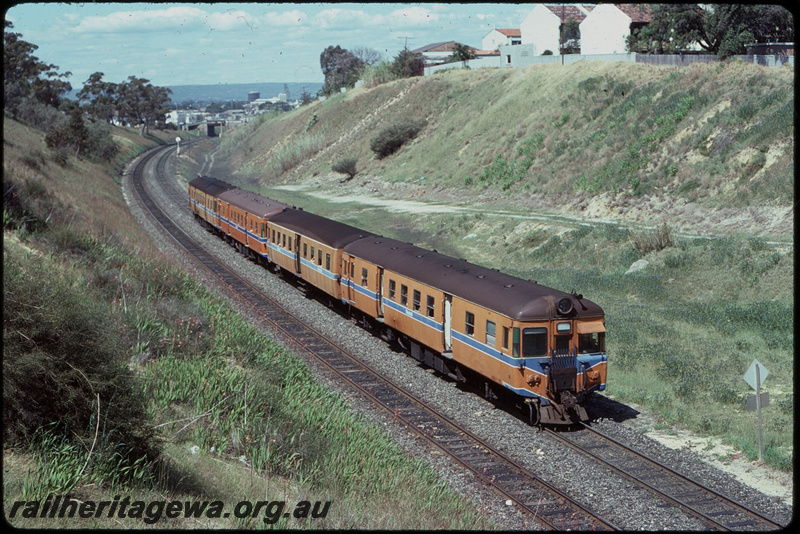T07797
ADG/ADA/ADG/ADA Class railcar set, Up suburban passenger service, between West Perth and West Leederville, ER line
