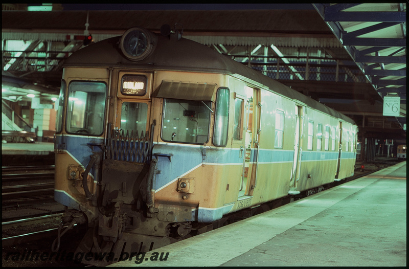T07955
ADG Class 607, Down suburban passenger service, Platform 6, City Station, Perth, ER line, night photo

