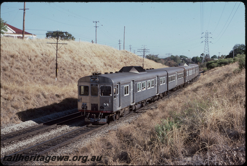 T08144
ADK Class 685 with ADB/ADK/ADB Class railcar set, Up suburban passenger service, between Victoria Park and Rivervale, SWR line
