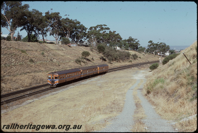 T08165
ADA/ADG/ADG Class railcar set, Up suburban passenger service, between West Perth and West Leederville, ER line
