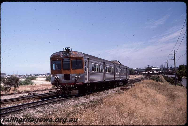 T08597
ADB Class 773 trailer with ADK Class railcar, Down suburban passenger service, between Belmont Park and Rivervale, SWR line
