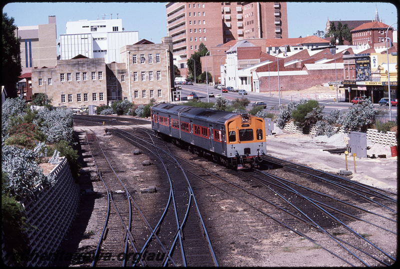 T08634
ADL Class 804 with ADC Class trailer, Up suburban passenger service, arriving at City Station, Perth, earthworks underway for construction of additional trackwork and McIver Station, ER line
